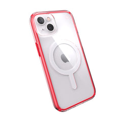 Speck Presidio Perfect Clear Impact Geometry & MagSafe Case iPhone 13 6.1 Red