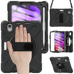 Rugged Protective Case Screen Guard, Hand & Shoulder Strap iPad Mini 6 / 7 - Black