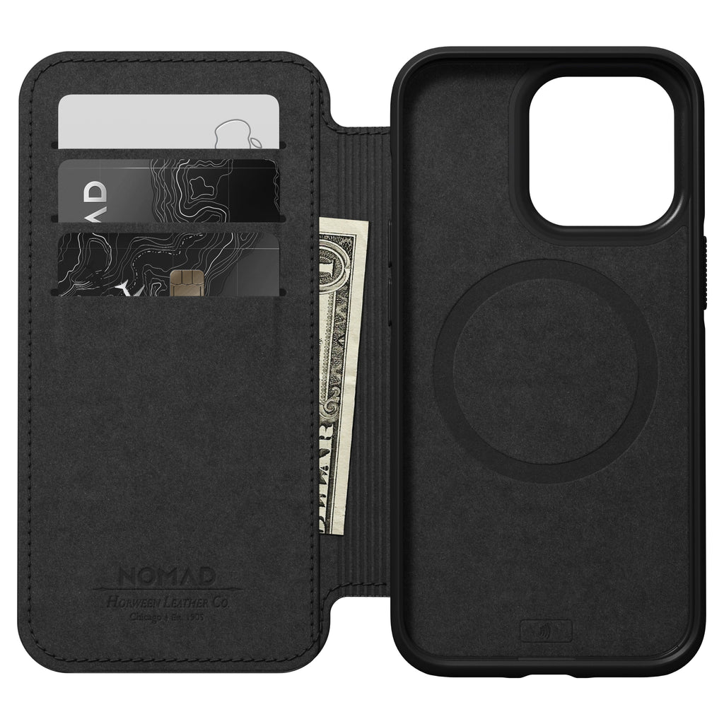 Nomad Modern Leather Folio w/ MagSafe For iPhone 13 Pro - BLACK - Mac Addict