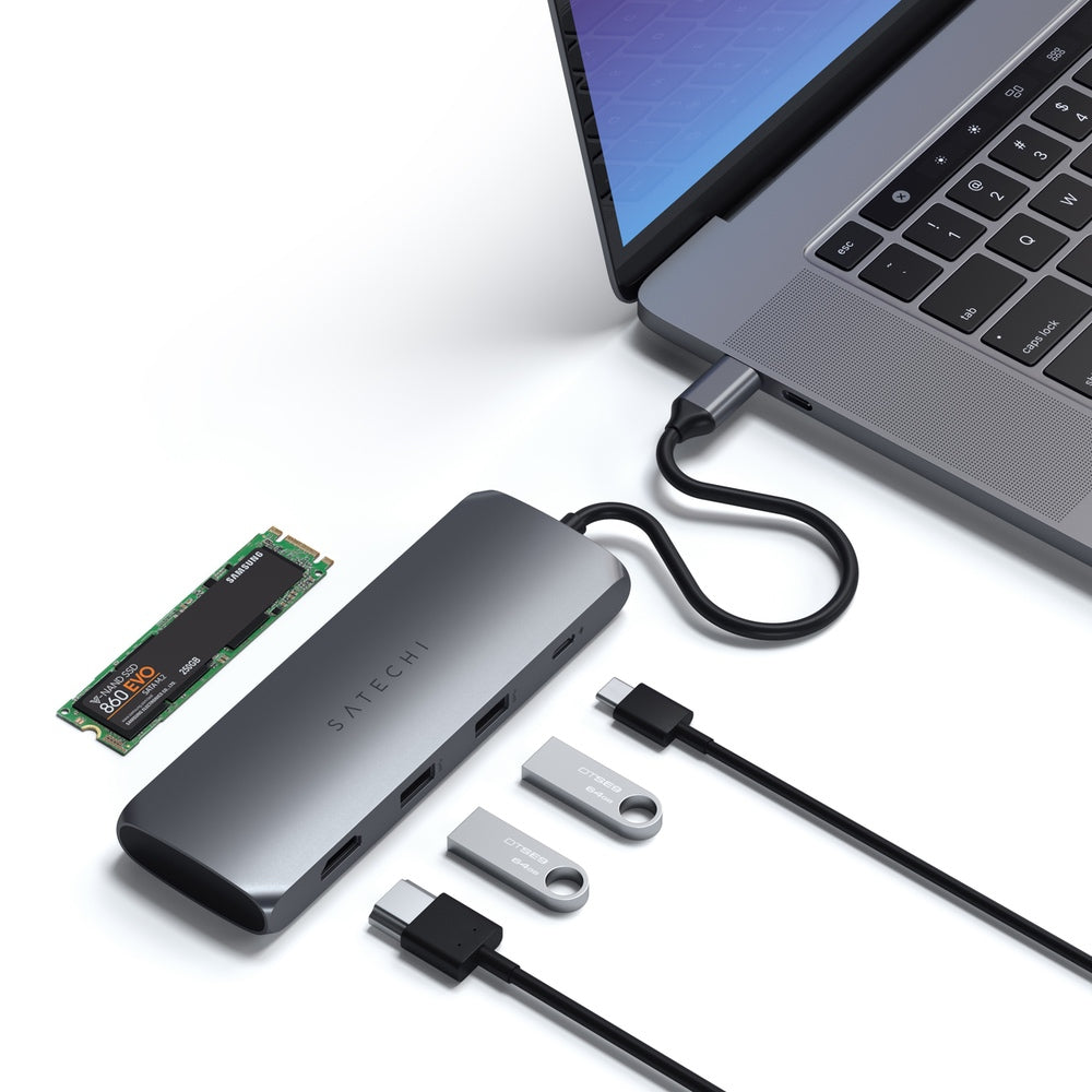 Satechi USB-C Hybrid Multiport Adapter with SSD Enclosure (Space Grey)