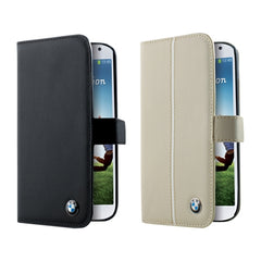 BMW Genuine Leather Wallet Case for Samsung Galaxy S4 - Cream 3