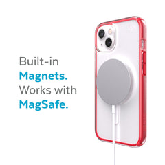 Speck Presidio Perfect Clear Impact Geometry & MagSafe Case iPhone 13 6.1 Red