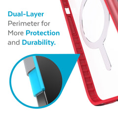 Speck Presidio Perfect Clear Impact Geometry & MagSafe Case iPhone 13 6.1 Red