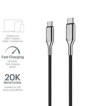 Load image into Gallery viewer, Cygnett Armoured Aramid Fibre 1M USB-C to USB-C USB 2.0 Cable 1m 2