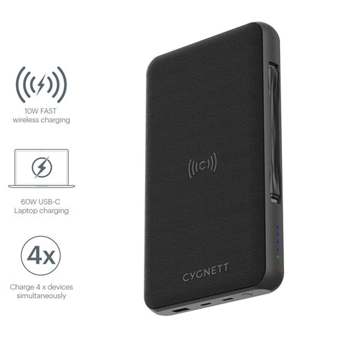 Cygnett Chargeup Edge Plus USB-C Laptop & Wireless Power Bank 27000 mAh - Black 1