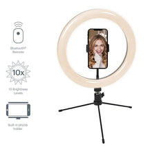 Load image into Gallery viewer, Cygnett V-GLAMOUR 10 inch Ring LED Light Desktop Tripod with Bluetooth Remote 1