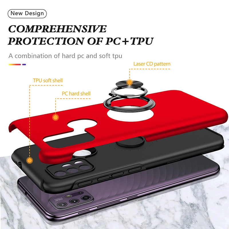 Rugged & Protective Armor Case Moto G10 / G30 & Ring Holder - Red