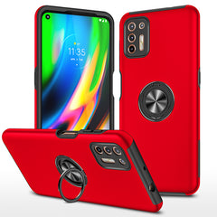 Rugged & Protective Armor Case Moto G9 Plus & Ring Holder - Red