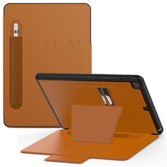 Folio Rugged Synthetic Leather Case iPad 9th & 8th & 7th Mag Latch & Kickstand - Brown