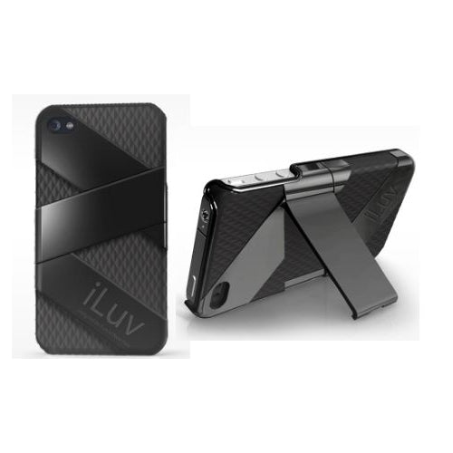 iLuv Fusion Dual Layer Silicone Acrylic Case w stand for iPhone 4 / 4S - Black 4