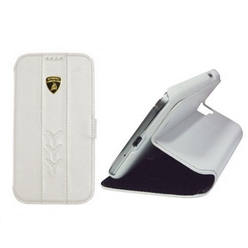 Genuine Lamborghini Leather Wallet Case Samsung Galaxy S 4 IV S4 GT-i9500 White 1