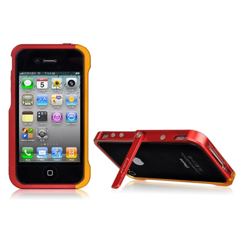 LUXA2 Alum Armor suits Apple iPhone 4 / 4S Stand Case LLHA0074-B - Red / Gold 3