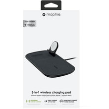 Load image into Gallery viewer, Mophie 3 in 1 Wireless Charging Pad Fast Charge 7.5W Black Fabric Ultra Suede 3