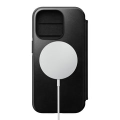 Nomad Modern Horween Leather Folio Case iPhone 15 Pro Max - Black