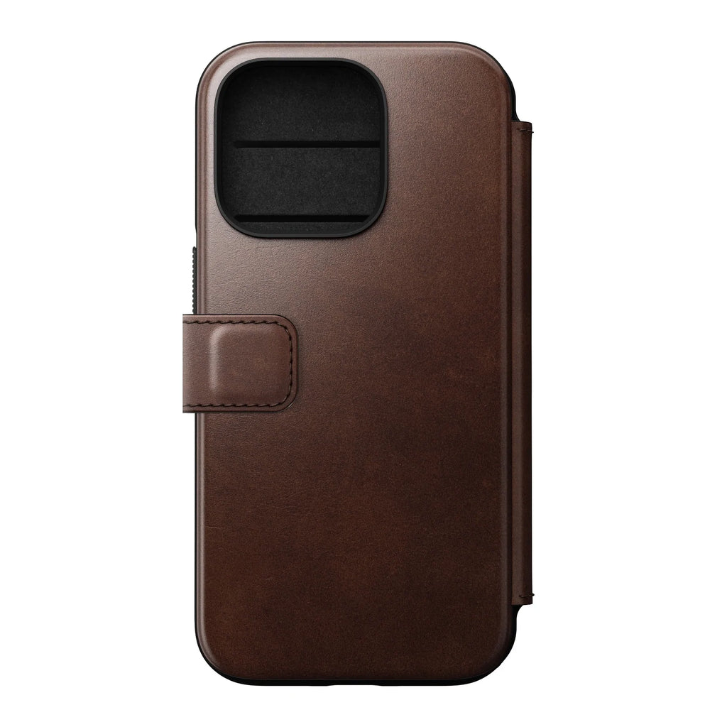 Nomad Modern Horween Leather Folio Case iPhone 14 Pro - Brown