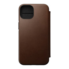 Nomad Modern Leather Folio Case iPhone 15 / 16e - Brown