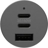 Otterbox Premium 72W Car Charger with Triple USB Ports - Black