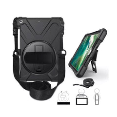 Rugged Protective Case Hand & Shoulder Strap iPad 9th & 8th & 7th Gen 10.2 inch - Black