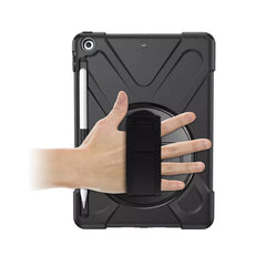 Rugged Protective Case Hand & Shoulder Strap iPad 9th & 8th & 7th Gen 10.2 inch - Black
