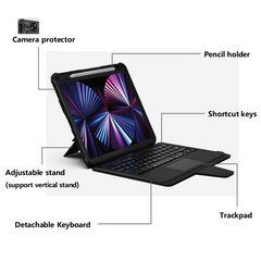 Rugged Protective Detachable Keyboard Case iPad Air 11 M2 & M3 / 4th / 5th 10.9 & Pro 11 inch - Black