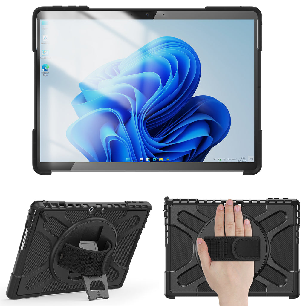Rugged Case Hand & Shoulder Strap Microsoft Surface Pro 10 / 9 - Black