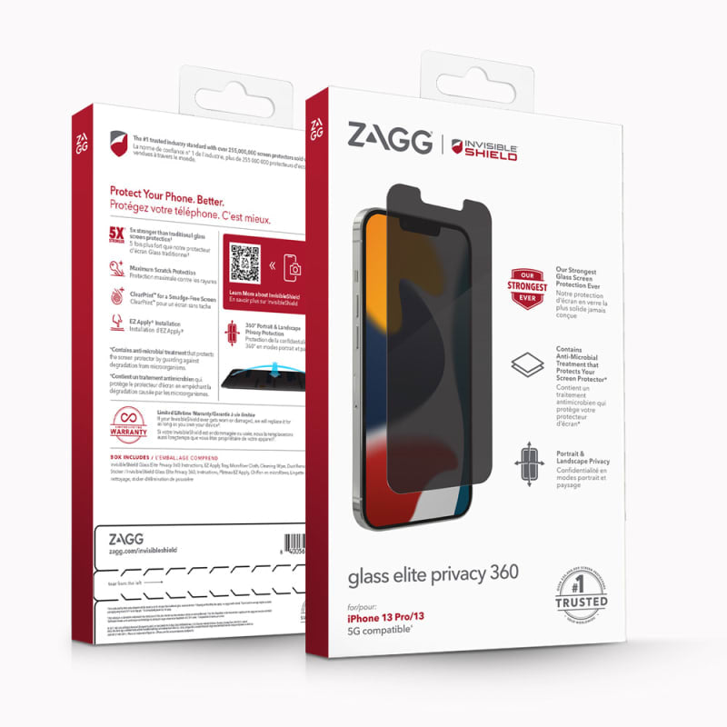 Zagg Invisible Shield Glass Elite Privacy 360 Screen Protector iPhone