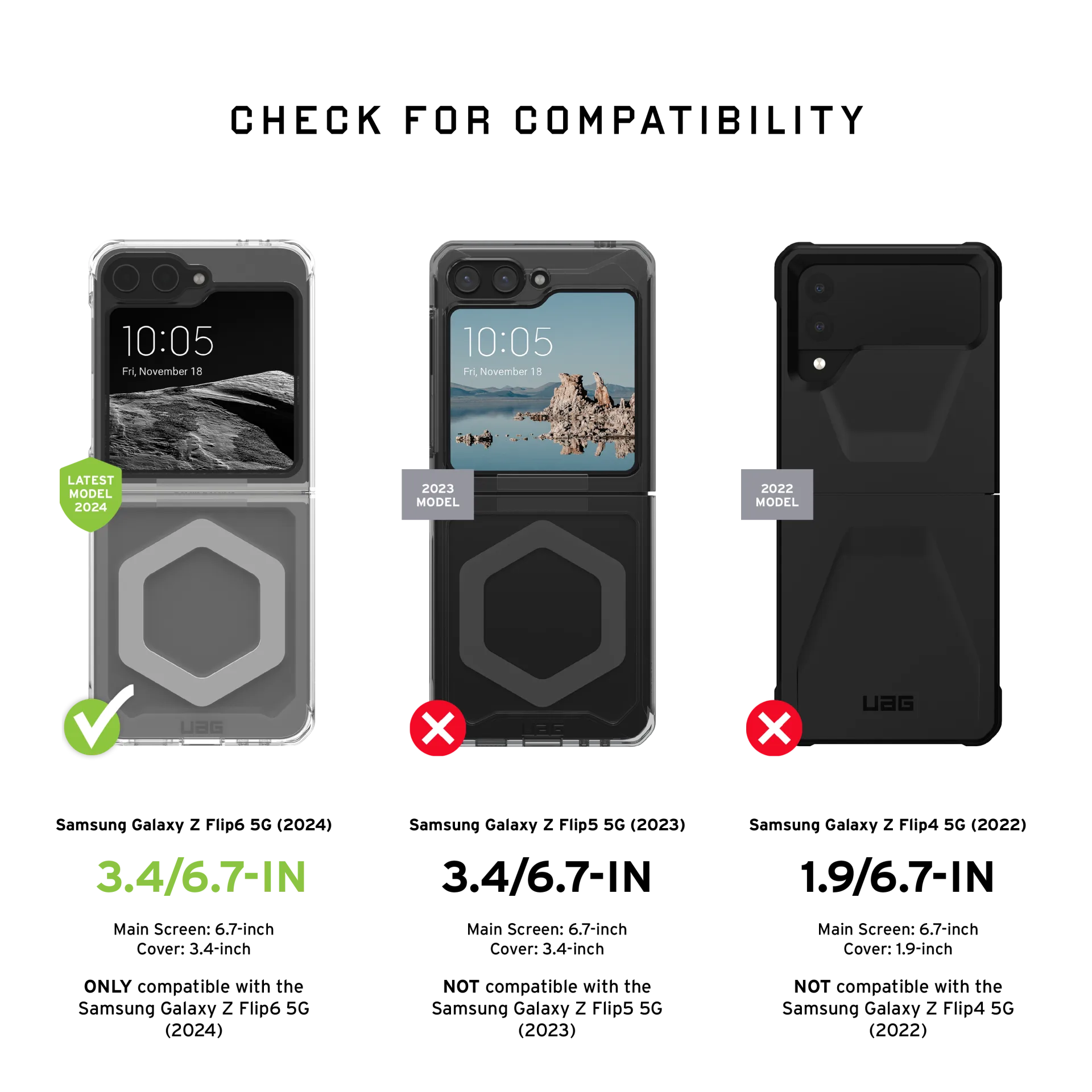 UAG Glass Screen Protector Shield for Samsung Galaxy Z Flip 6 / Flip 7 FE - Clear