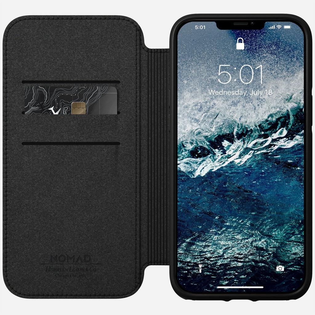 Nomad Rugged Folio Case w/ Horween Leather For iPhone 12 Pro Max - BLACK - Mac Addict