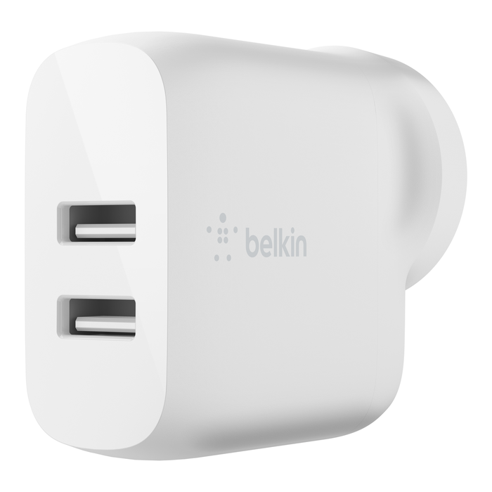 Belkin 24W Dual USB-A Wall Charger - White (No Cable)