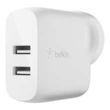 Load image into Gallery viewer, Belkin 24W Dual USB-A Wall Charger - White (No Cable)