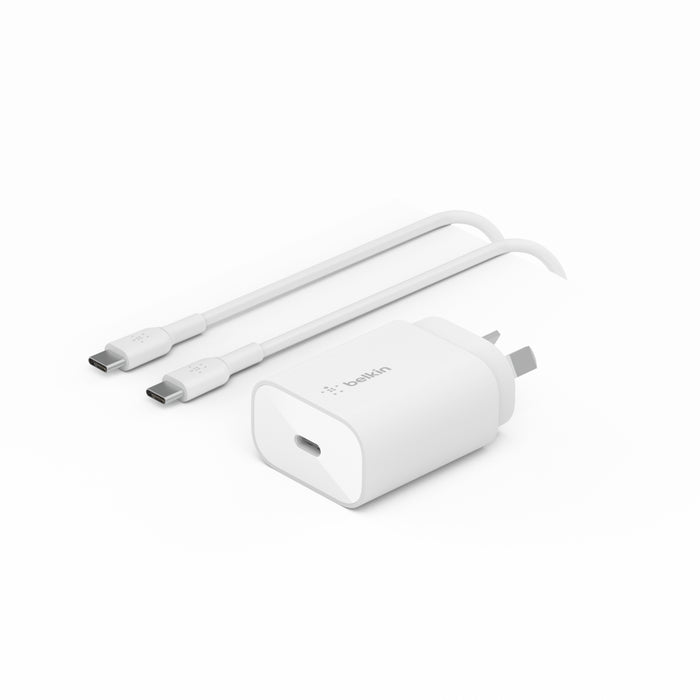 Belkin 25W USB-C Wall Charger w/ PPS USB-C-USB-C Cable - White