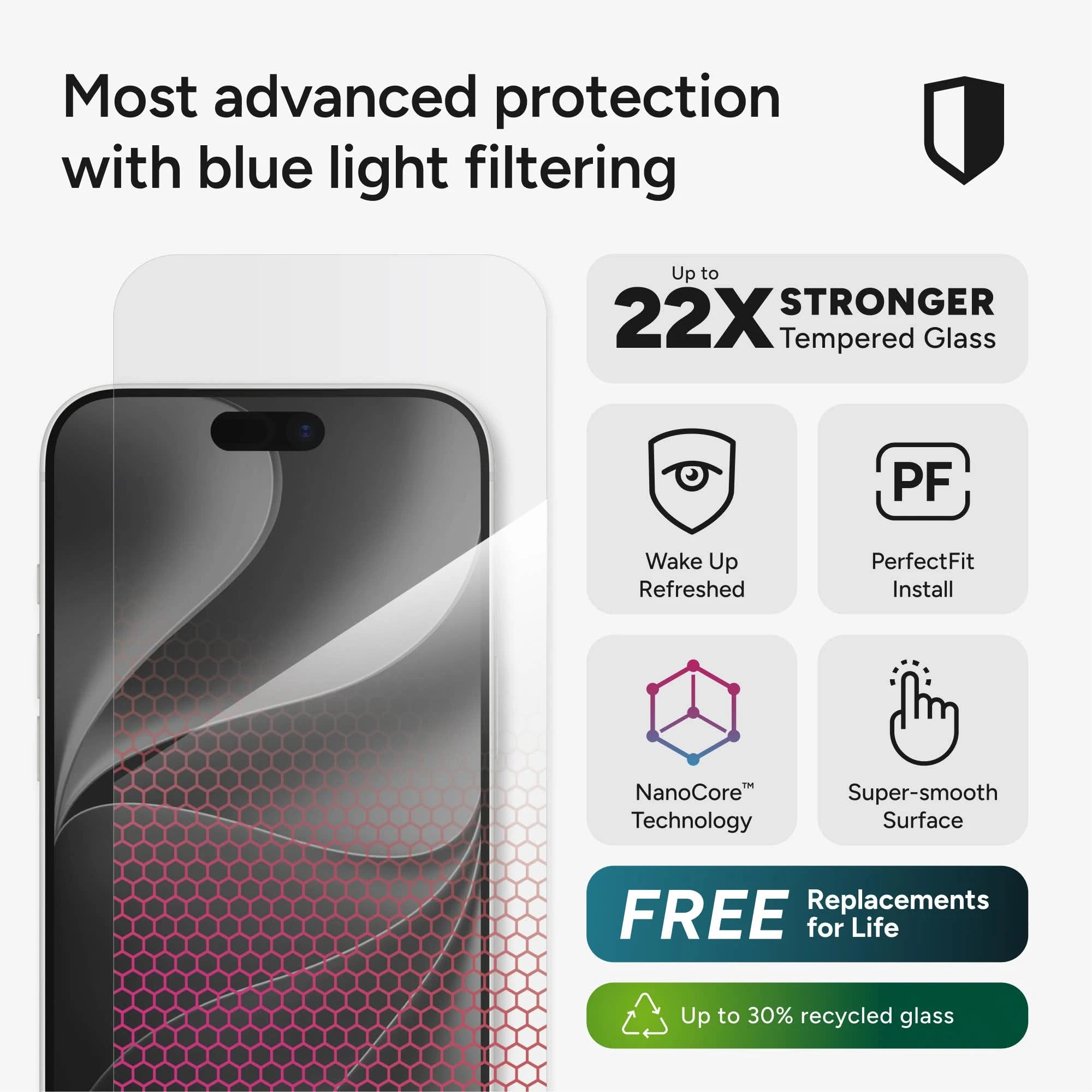 Zagg Glass XTR6 Blue Light Screen Protector iPhone 18 Pro & 17 Pro