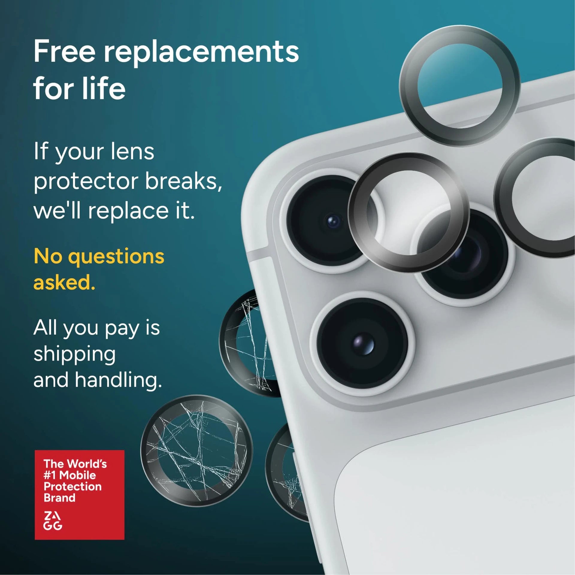 Zagg Glass Elite Premium Camera Rings for iPhone Duo