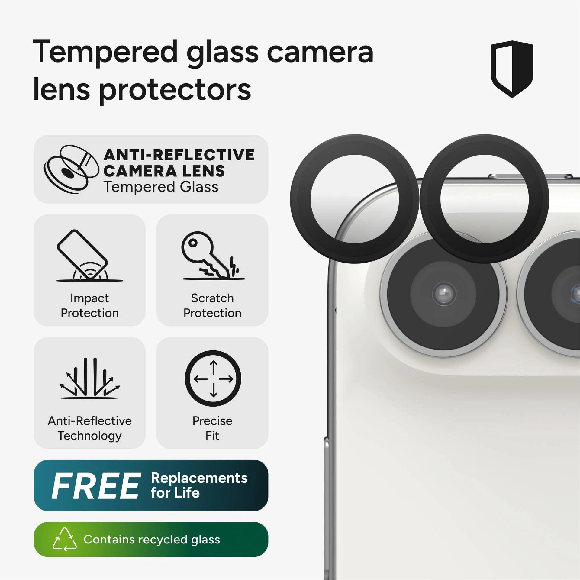 Zagg Glass Elite Premium Camera Rings for iPhone Duo