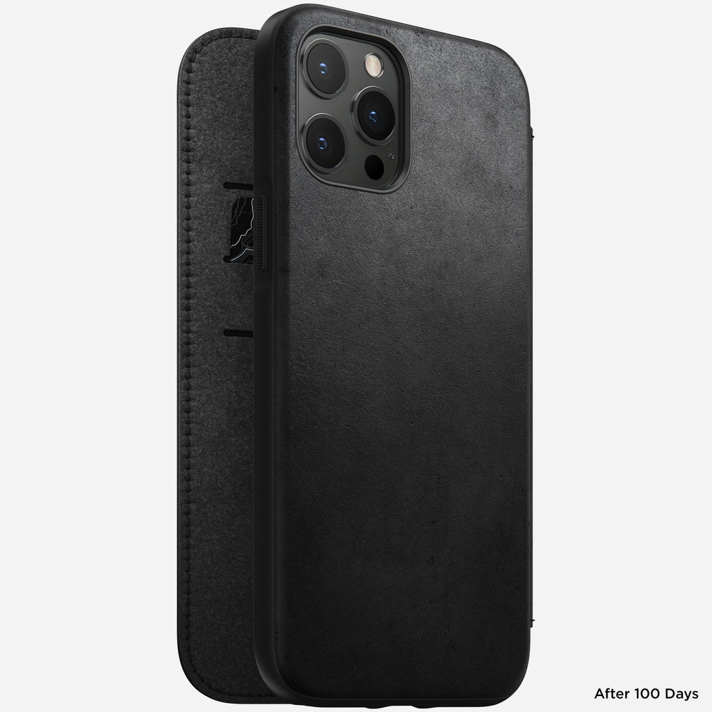 Nomad Rugged Folio Case w/ Horween Leather For iPhone 12 Pro Max - BLACK - Mac Addict