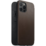 Nomad Rugged Leather Folio Case w/ Magsafe For iPhone 12 Pro Max - Brown