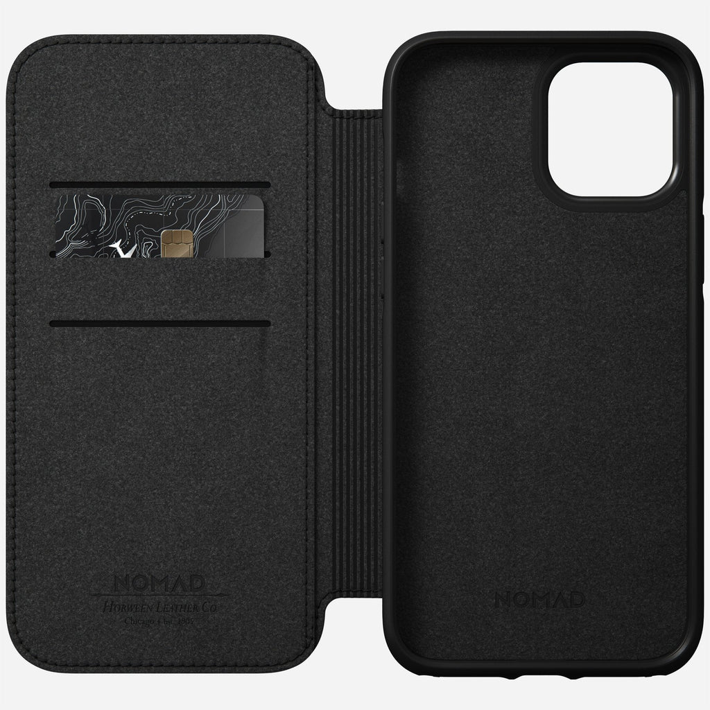 Nomad Rugged Folio Case w/ Horween Leather For iPhone 12 Pro Max - BLACK - Mac Addict