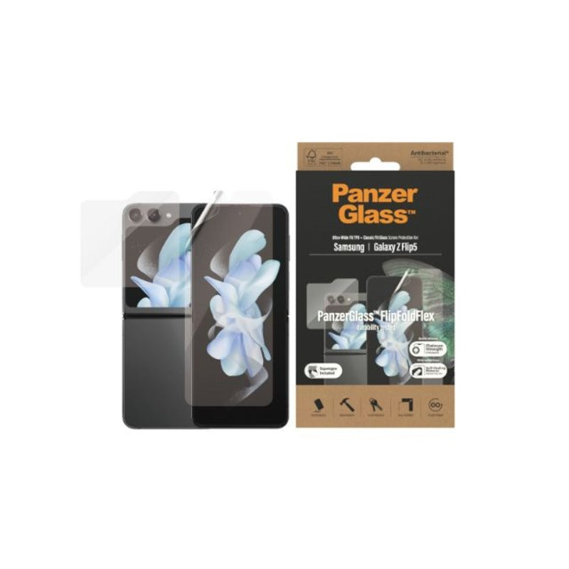 PanzerGlass Front Glass and TPU Screen Protector for Samsung Galaxy Z Flip 5 - Clear
