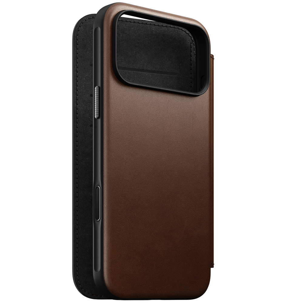 Modern Leather Folio Case for iPhone 18 Pro Max 6.9 in Brown Ecco - Nomad