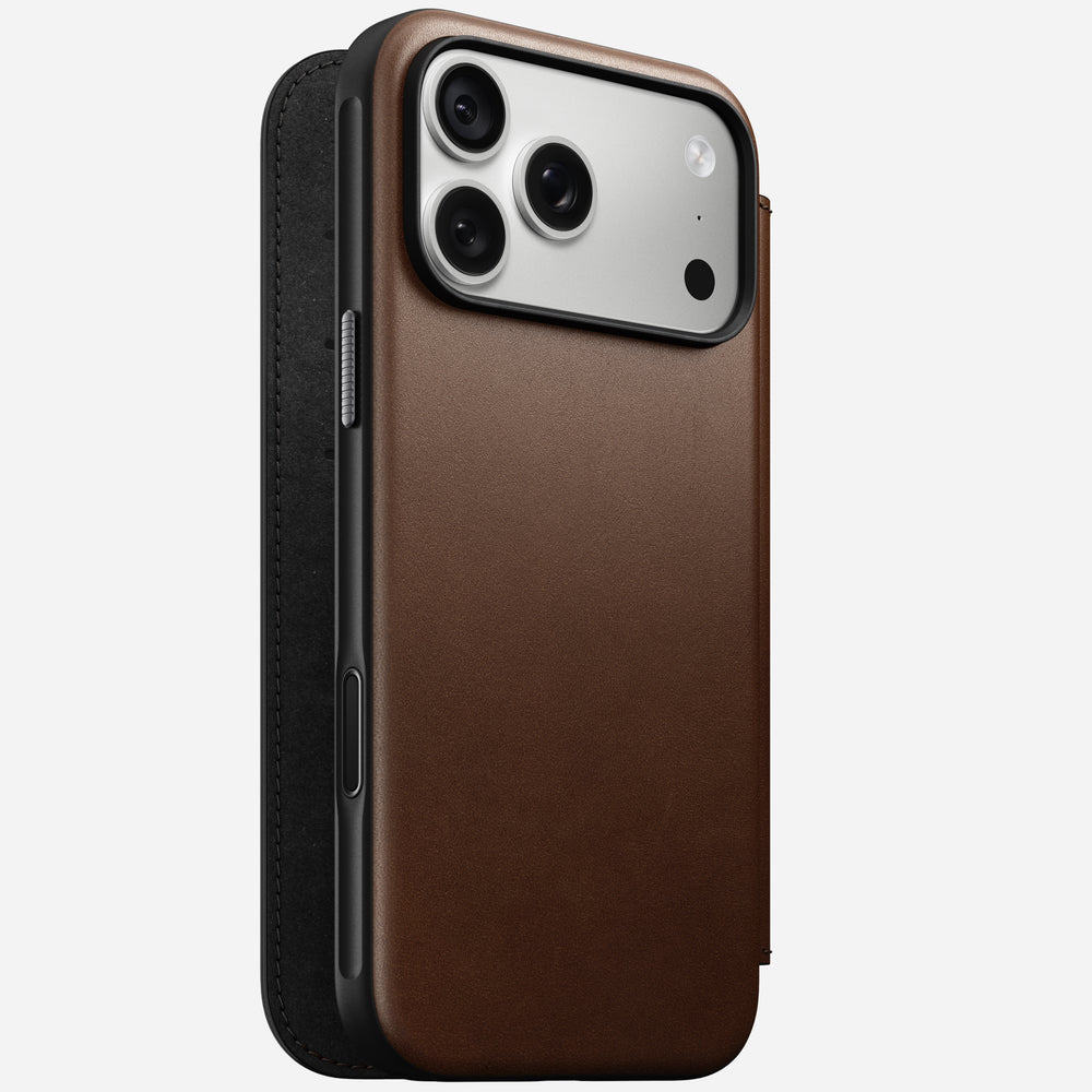 Modern Leather Folio Case for iPhone 18 Pro Max 6.9 in Brown Ecco - Nomad
