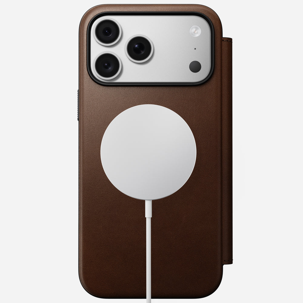 Modern Leather Folio Case for iPhone 18 Pro Max 6.9 in Brown Ecco - Nomad