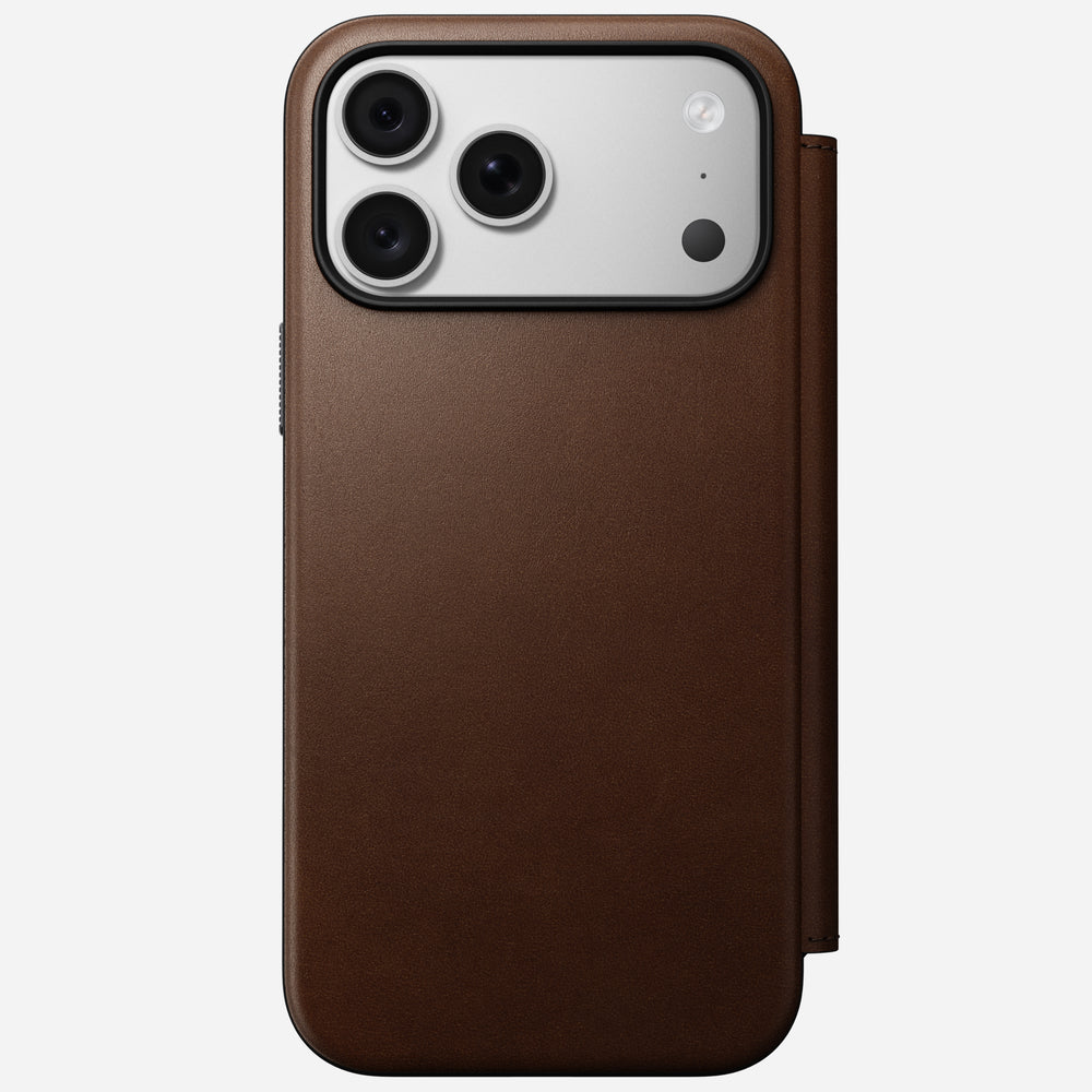 Modern Leather Folio Case for iPhone 18 Pro Max 6.9 in Brown Ecco - Nomad