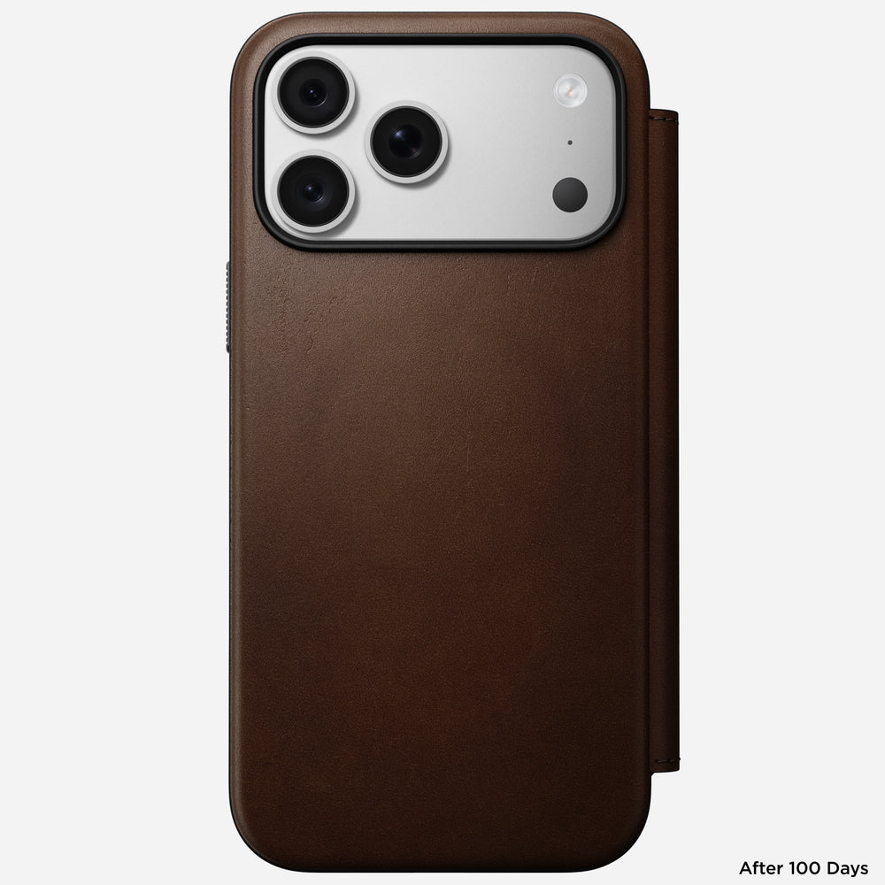 Modern Leather Folio Case for iPhone 18 Pro Max 6.9 in Brown Ecco - Nomad