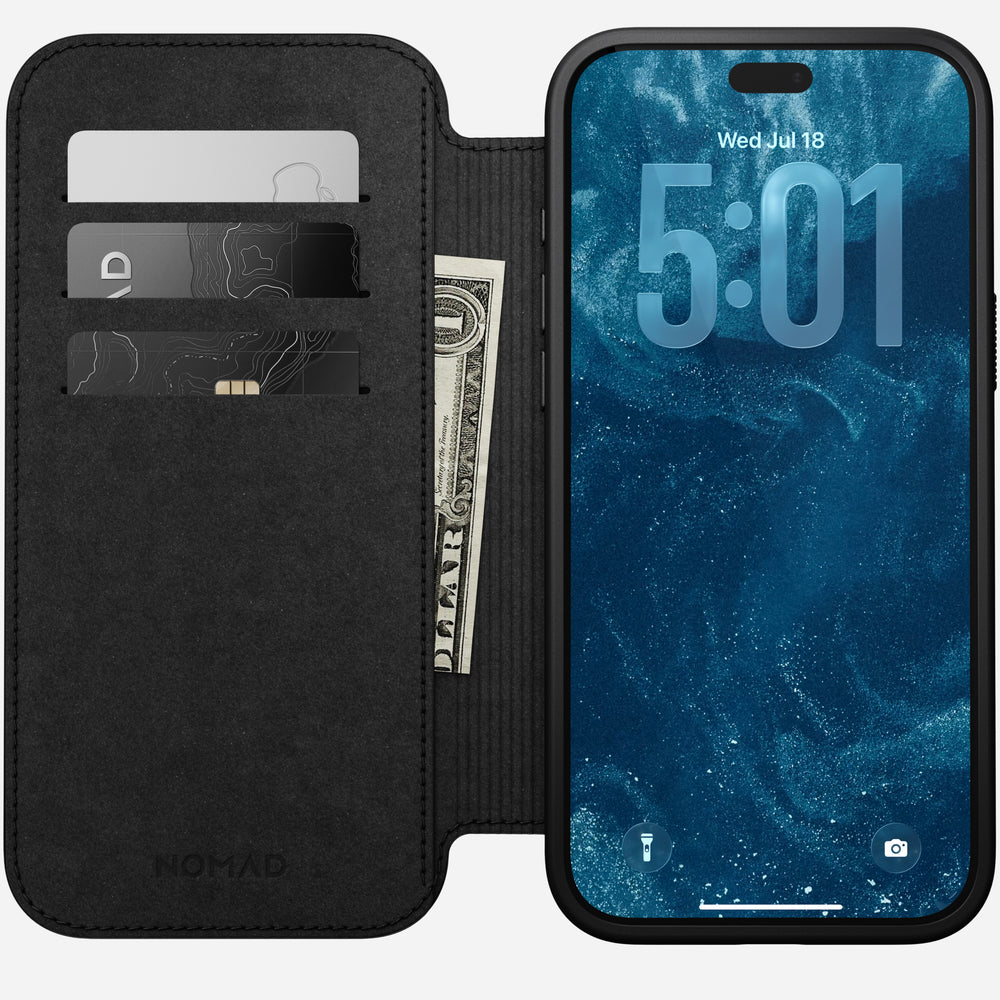Modern Leather Folio Case for iPhone 18 Pro Max 6.9 in Black Ecco - Nomad
