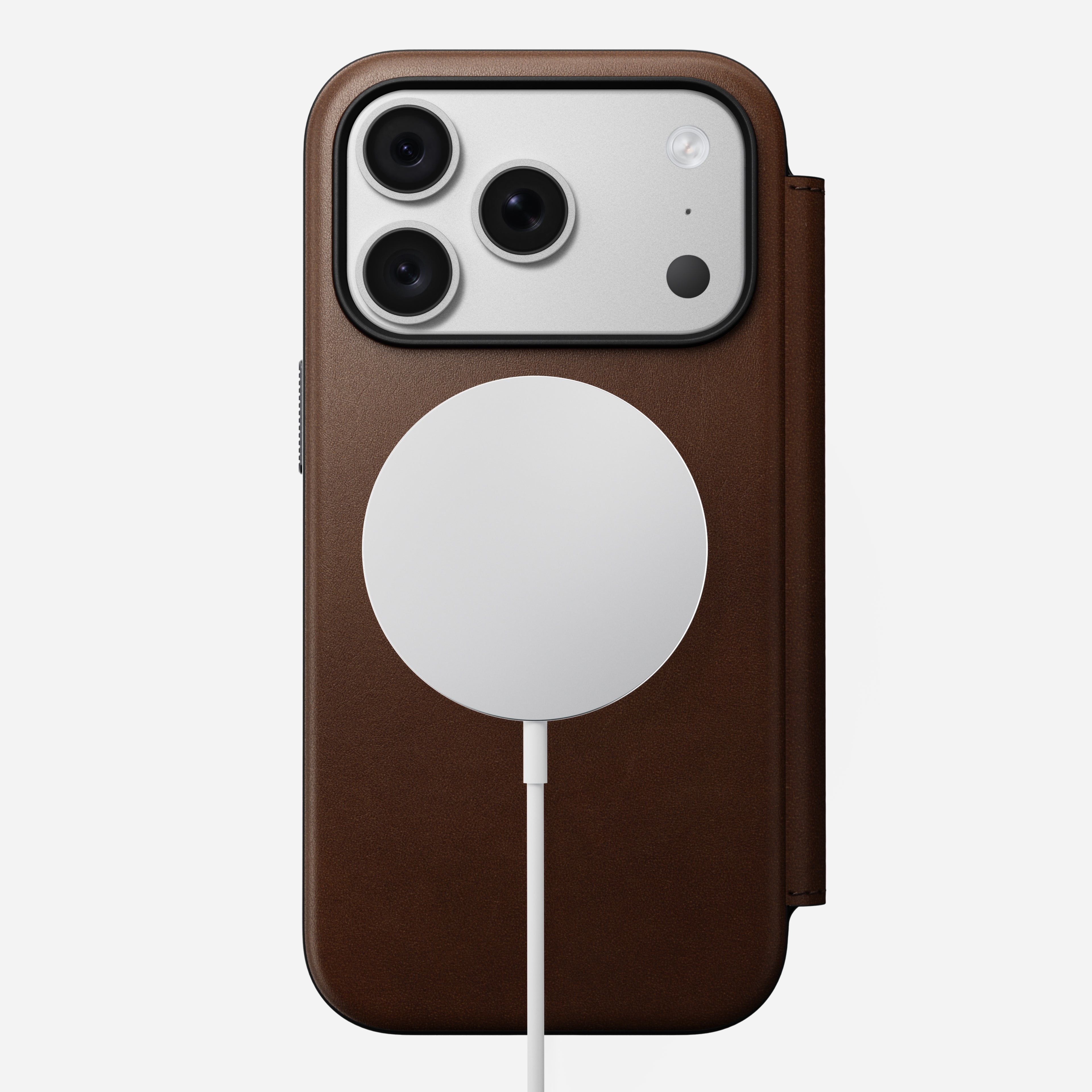 Modern Leather Folio Case for iPhone 18 Pro 6.3 in Brown Ecco - Nomad