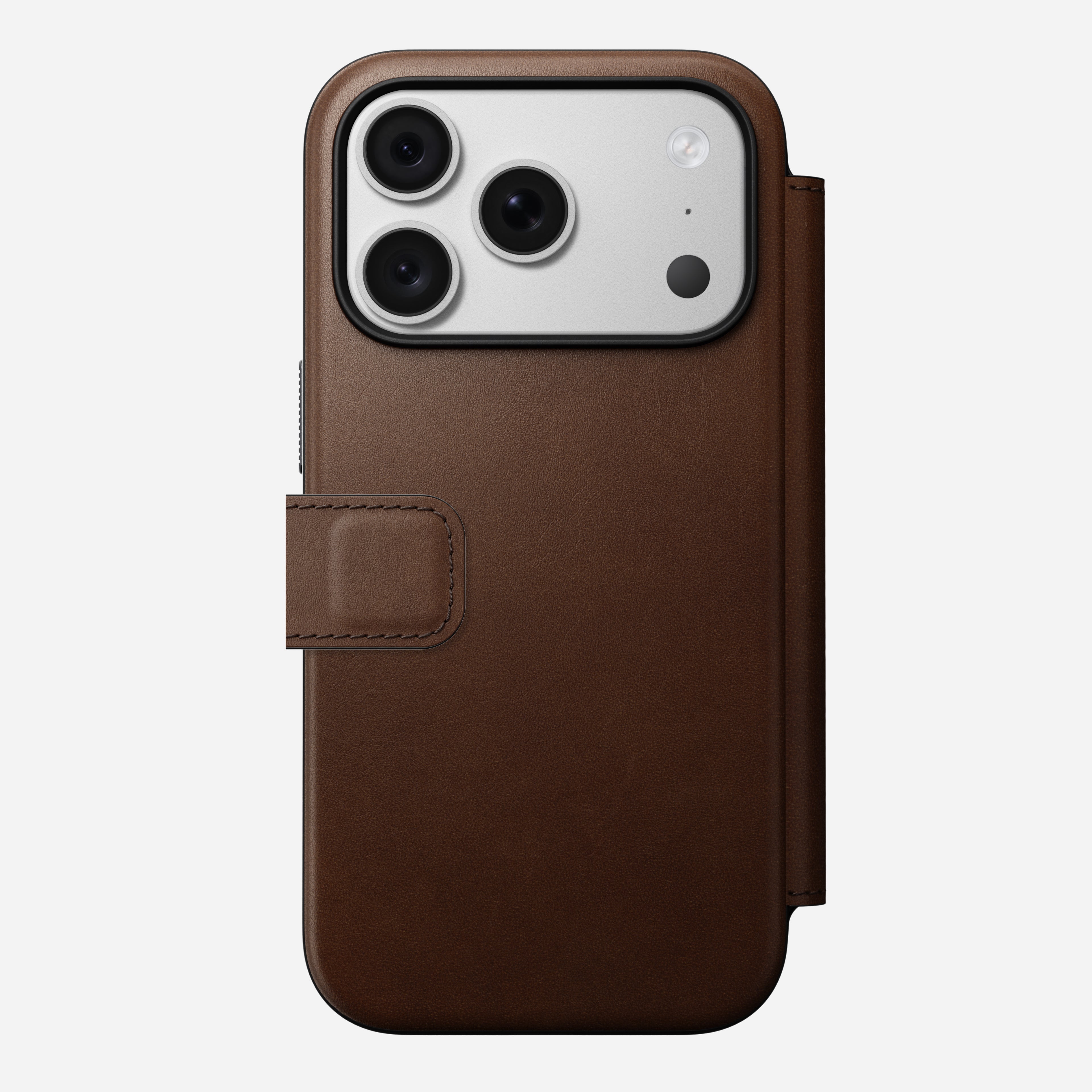 Modern Leather Folio Case for iPhone 18 Pro 6.3 in Brown Ecco - Nomad