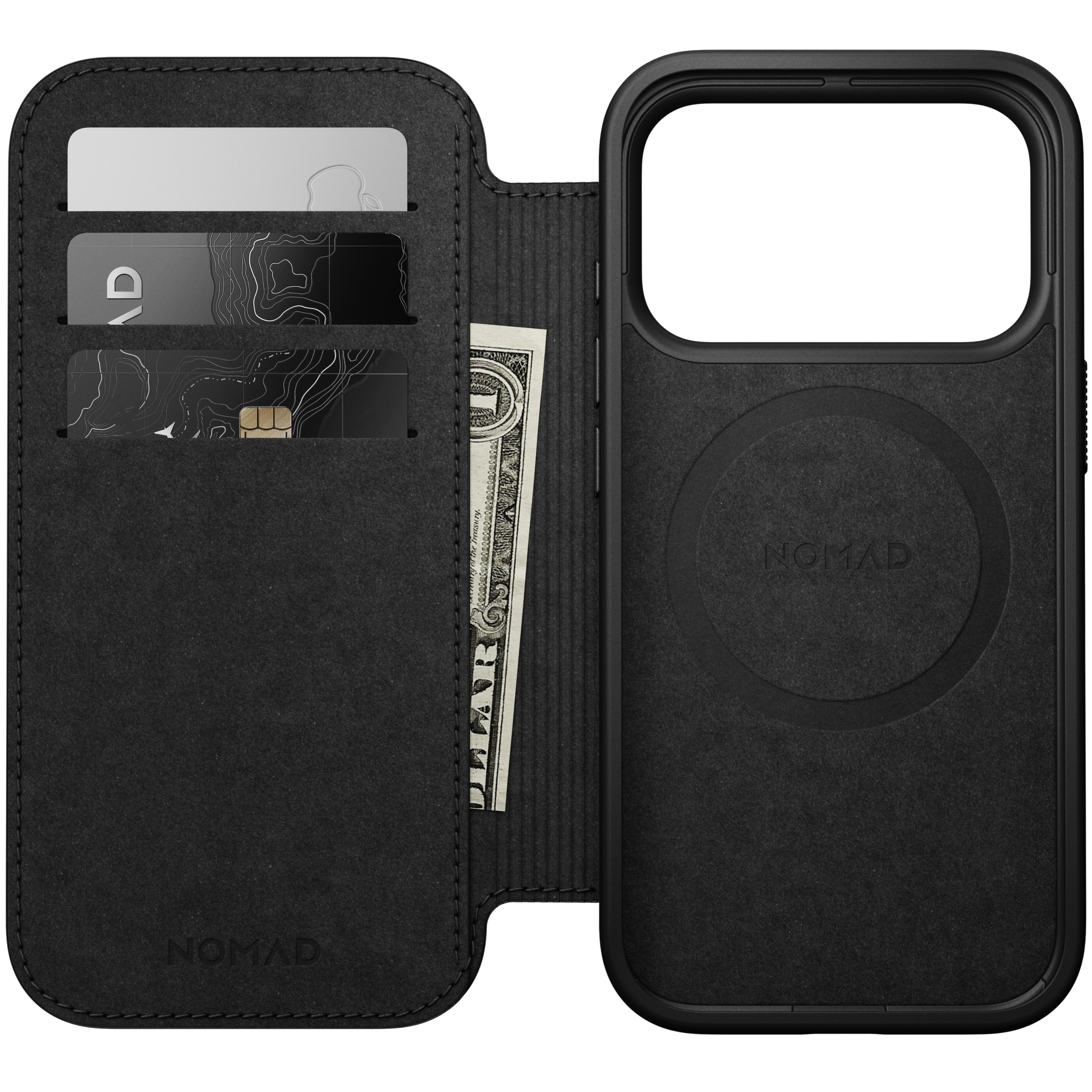 Modern Leather Folio Case for iPhone 18 Pro 6.3 in Black Ecco - Nomad
