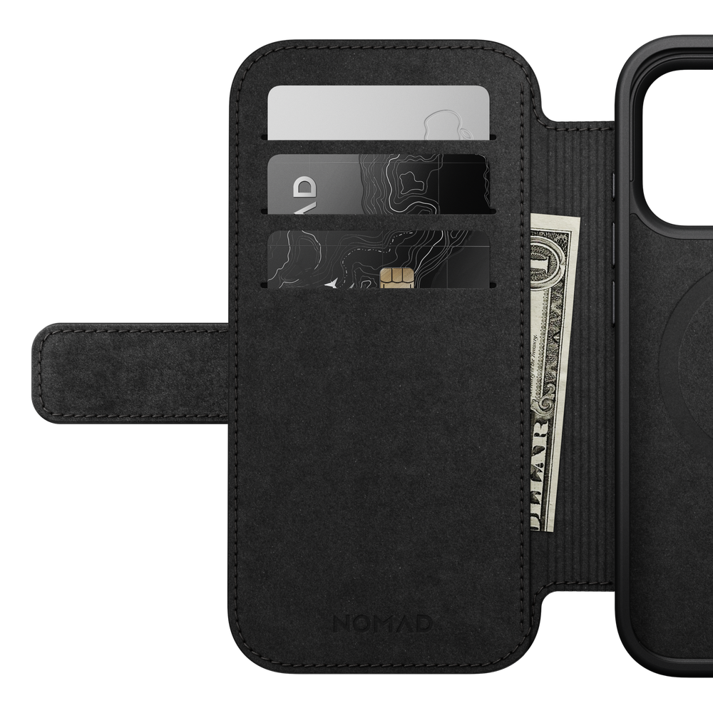 Modern Leather Folio Case for iPhone 18 Pro 6.3 in Black Ecco - Nomad