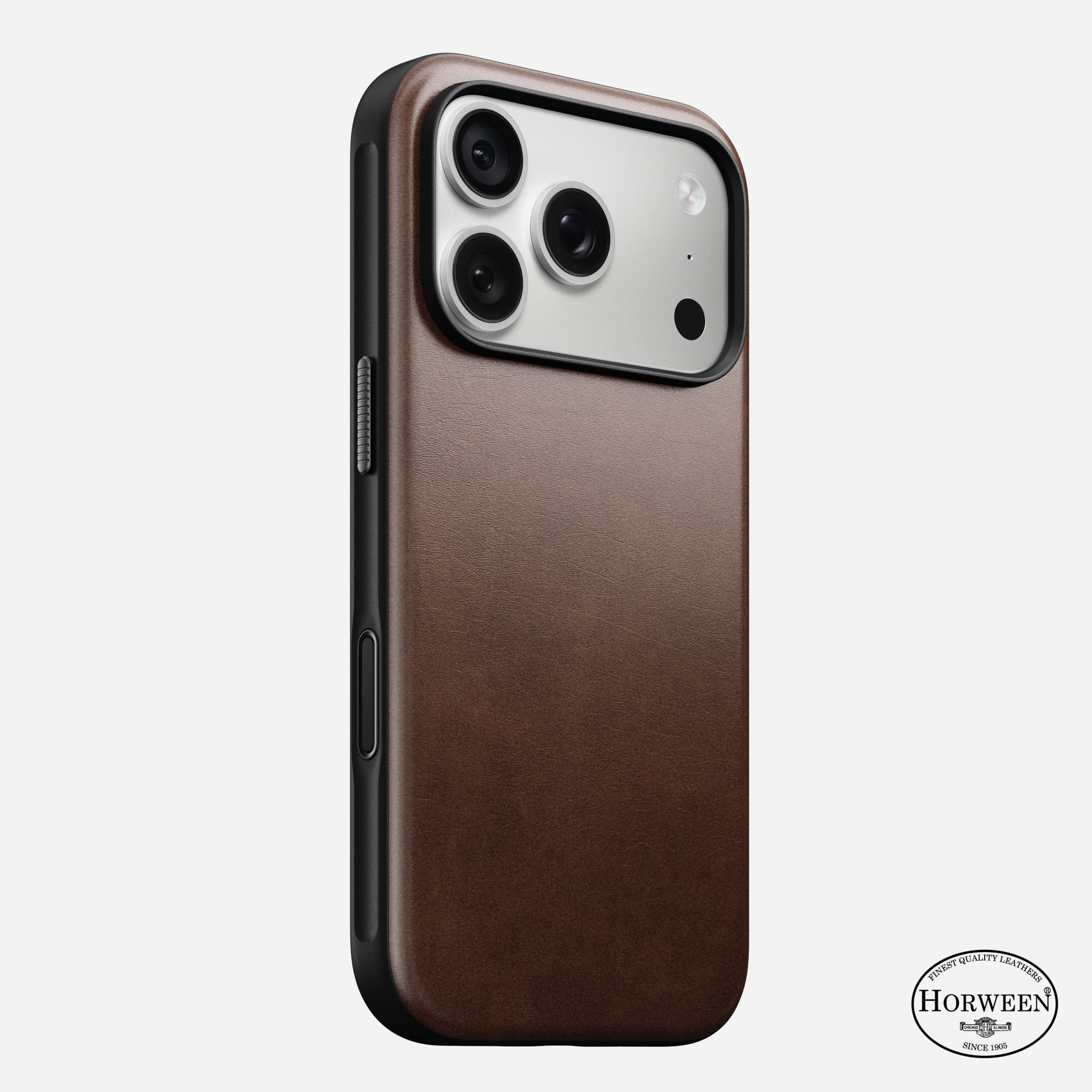 Modern Horween Leather Case for iPhone 18 Pro 6.3 in Rustic Brown Horween - Nomad