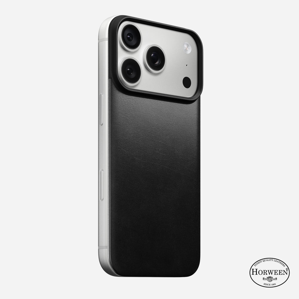 Magnetic Leather Back Case for iPhone 18 Pro 6.3 in Black Horween - Nomad